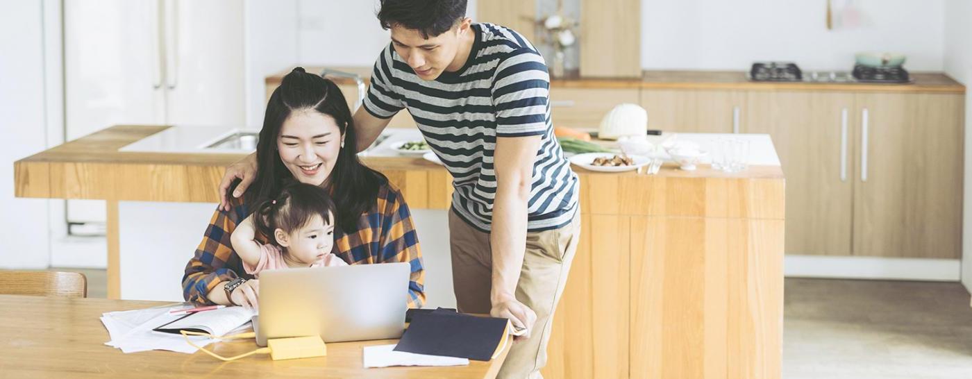 family at computer